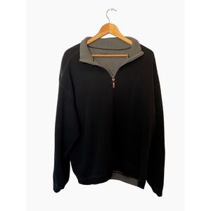 Tommy Bahama Mens Black Grey Quarter Zip Pullover Sweatshirt Mock Neck XL